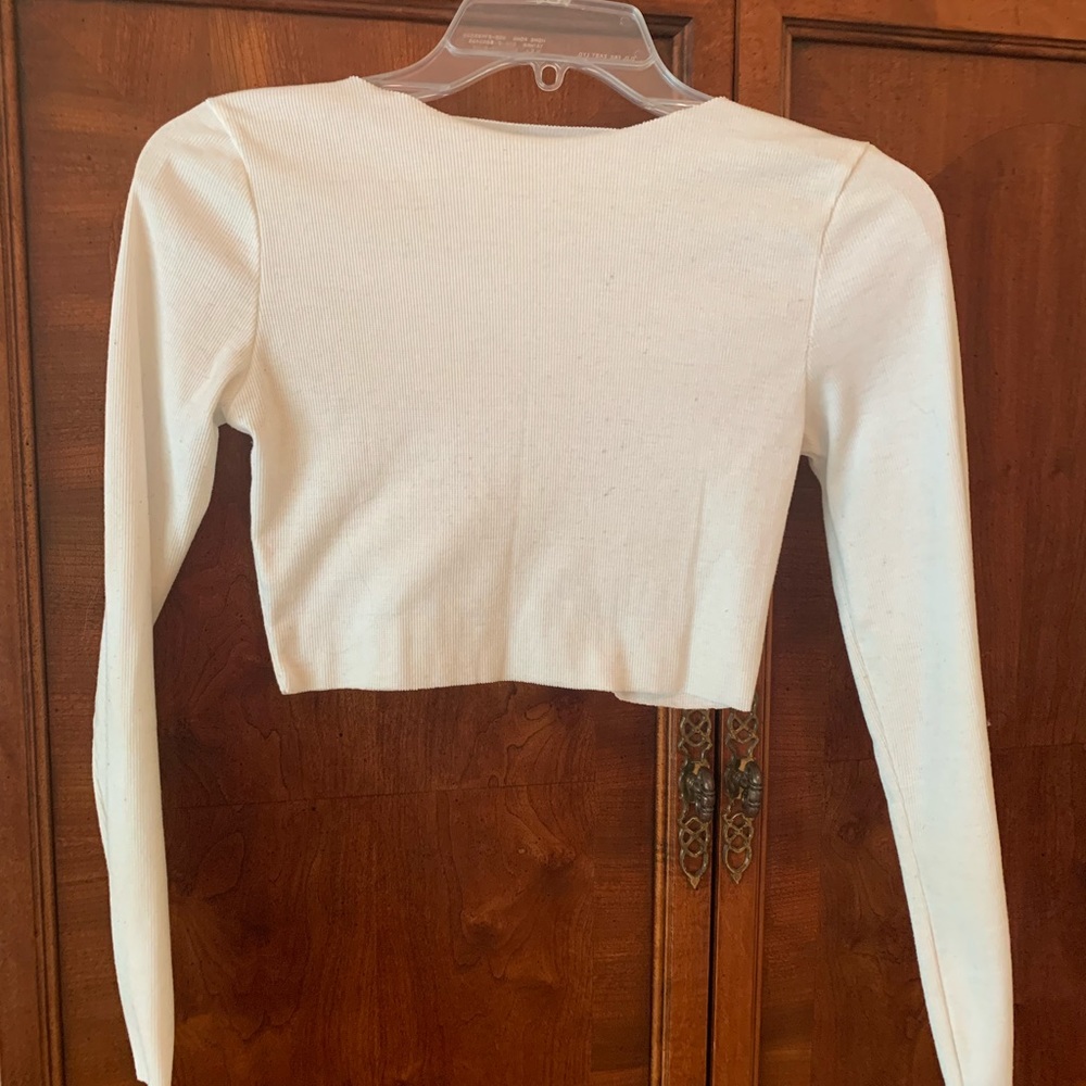 white long sleeve crop top XS